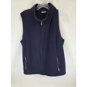 Women's Croft & Barrow Navy Blue Knit Fleece Vest Front Zipper Lightweight